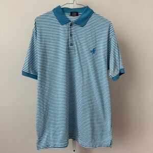 Pacific Polo Club Mens XL Blue White Stripe Golf Polo Shirt Preppy Clean Classic